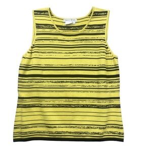 Nancy Bolen XL City Girl‎ Striped Mustard Black Vintage Ladies Top